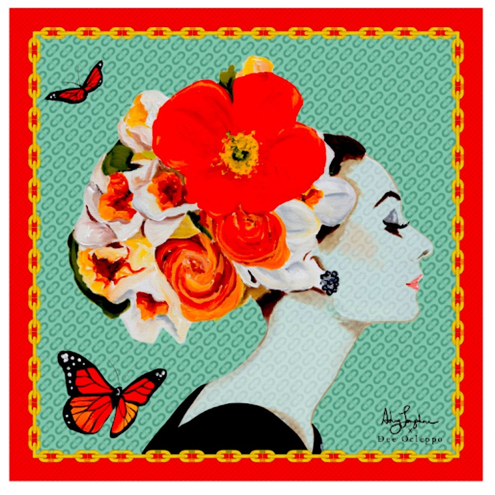 ISO: Dee Ocleppo X Ashley Longshore Audrey Hepburn  Silk Scarf